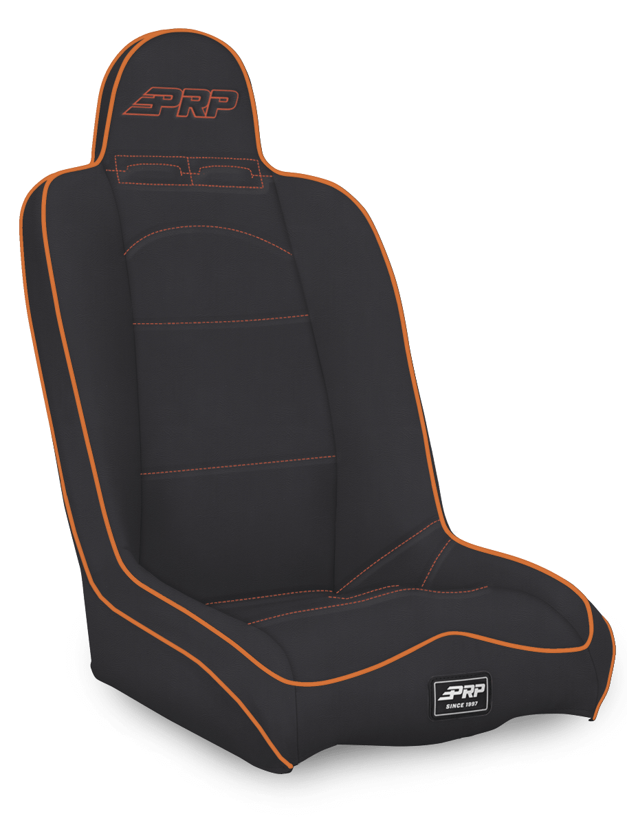 PRP Seats Daily Driver High Back Suspension Seat Black and Orange Vinyl - A140110-201-207