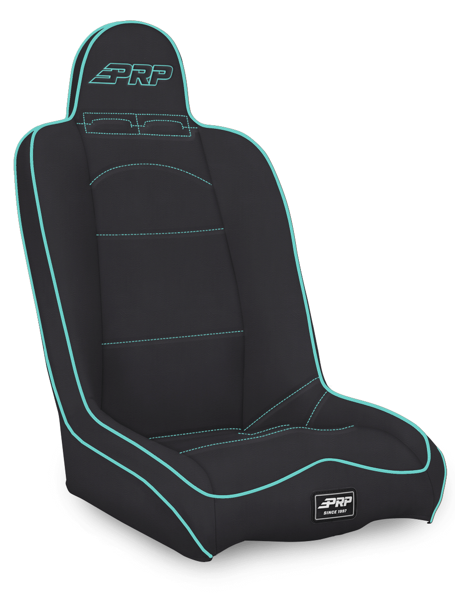 PRP Seats Daily Driver High Back Suspension Seat Black and Teal Vinyl - A140110-201-238