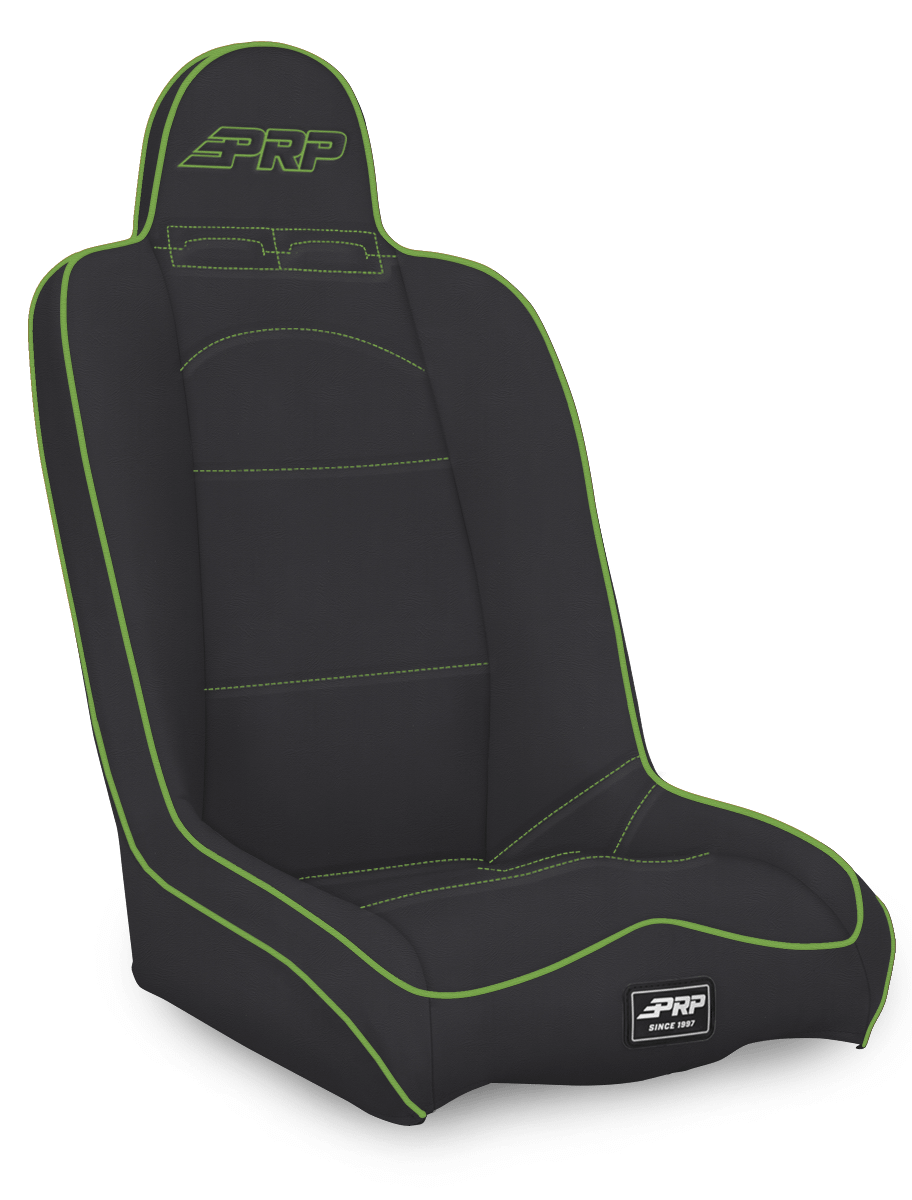 PRP Seats Daily Driver High Back Suspension Seat Black and Green Vinyl - A140110-201-W