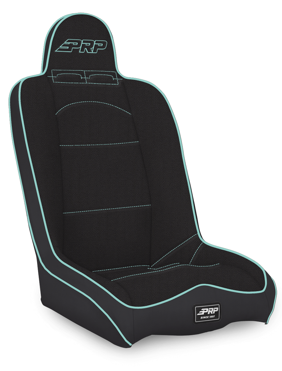 PRP Seats Daily Driver High Back Suspension Seat Black and Teal Tweed - A140110-50-238