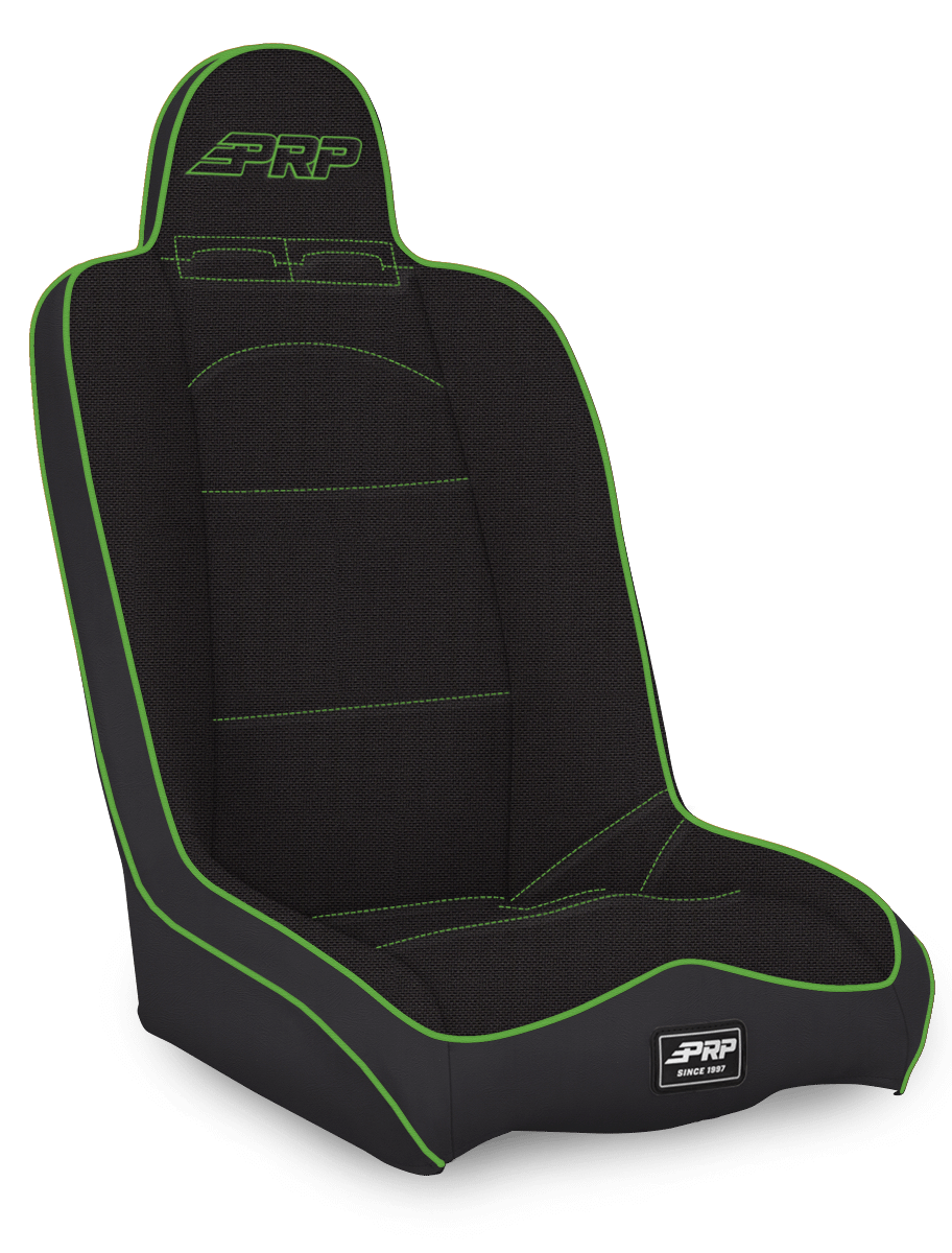 PRP Seats Daily Driver High Back Suspension Seat Black and Green Tweed - A140110-50-W