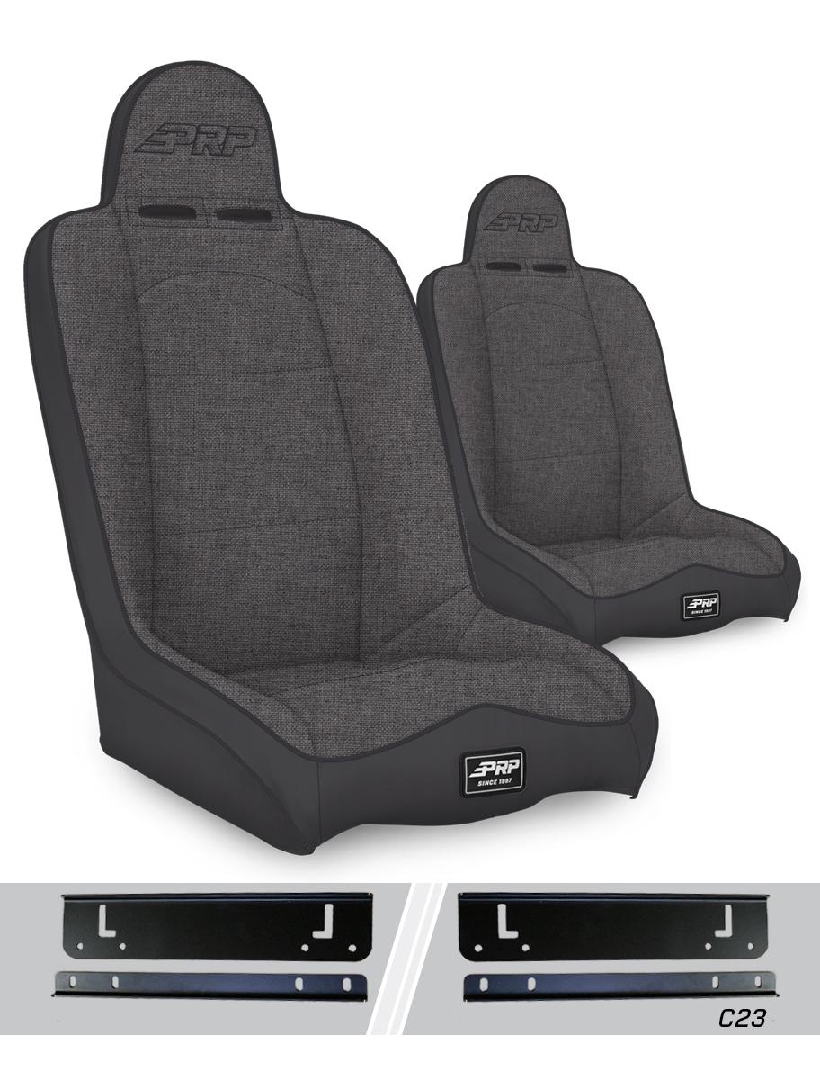 PRP Seats Daily Driver High Back Suspension Seats Kit for 97-02 Jeep Wrangler TJ Pair Gray - A140110-C23-54
