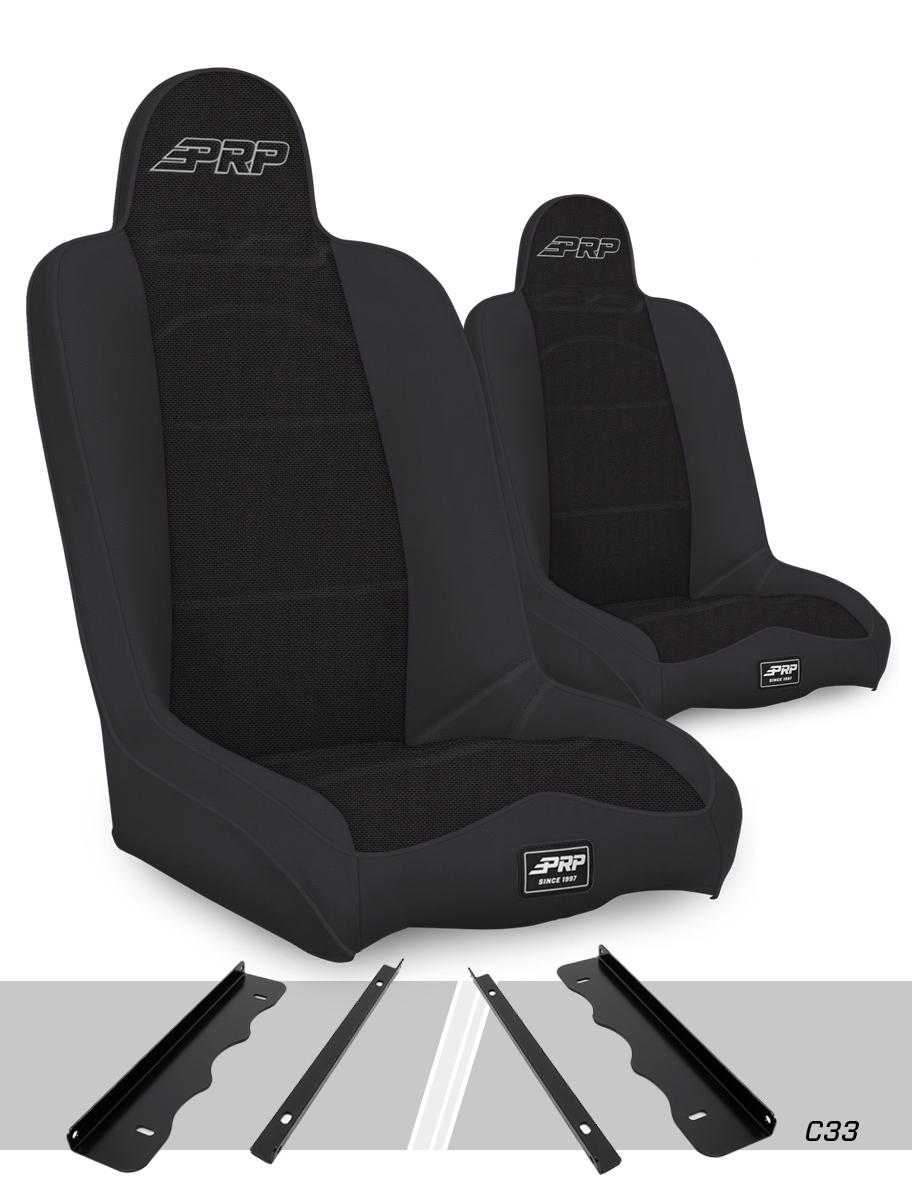 PRP Seats Daily Driver High Back Suspension Seats Kit for 95-01 Jeep Cherokee XJ Pair Black - A140110-C33-50