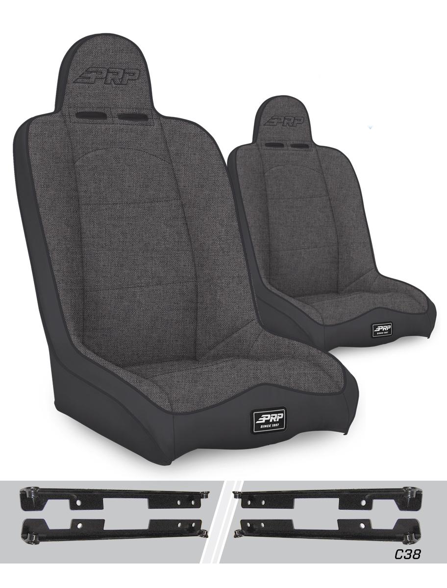 PRP Seats Daily Driver High Back Suspension Seats Kit for Jeep Wrangler JK/JKU Pair Gray - A140110-C38-54