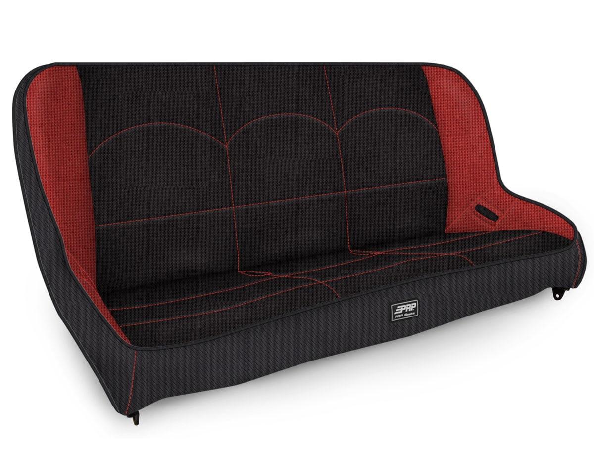 PRP Seats Low Back Rear Bench for Jeep CJ7/YJ Black and Red - A3610-36-72