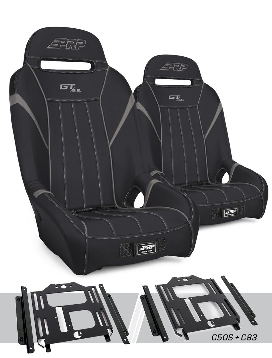 PRP Seats GT/S.E. Suspension Seats Kit for Polaris RZR 570 800 900 Pair Black & Gray - A5701-PORXP-C50S-203