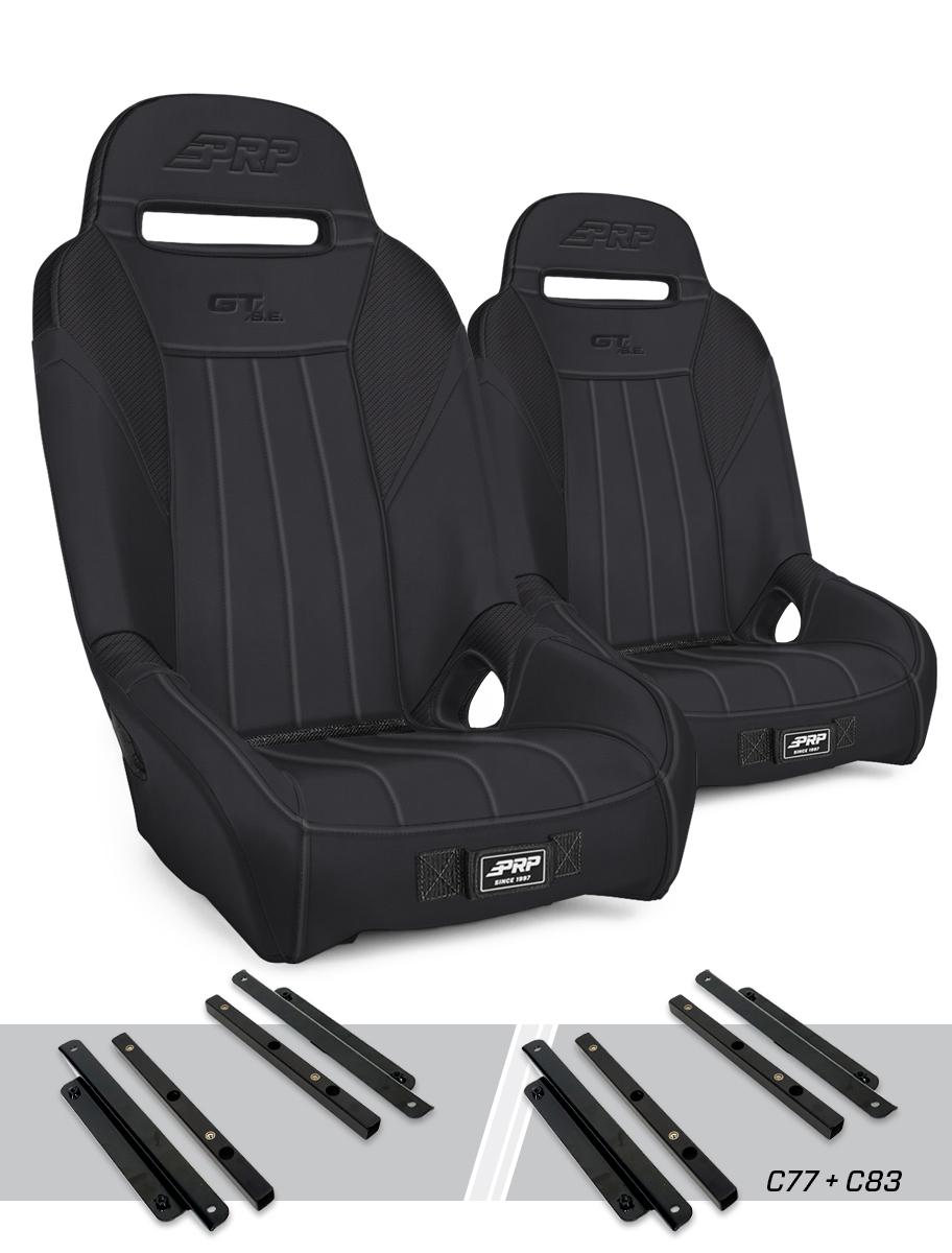 PRP Seats GT/S.E. Suspension Seats Kit for Polaris General RZR S 900 900 Trail Trail XP 1000 Turbo Turbo S RS1 Pair Black - A5701-PORXP-C83-201