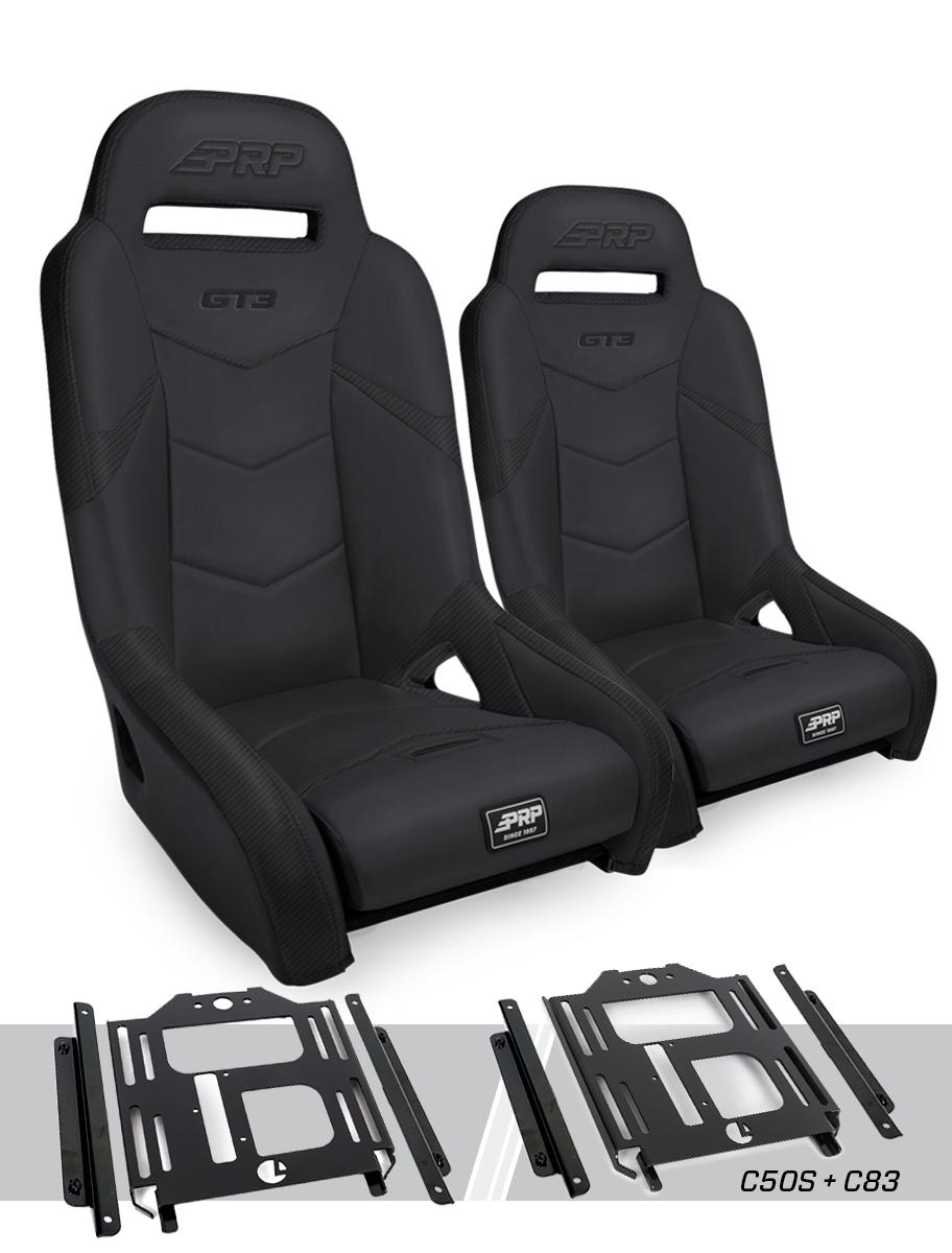 PRP Seats GT3 Suspension Seats Kit for Polaris RZR 570 800 900 Pair Black - A7301-PORXP-C50S-201