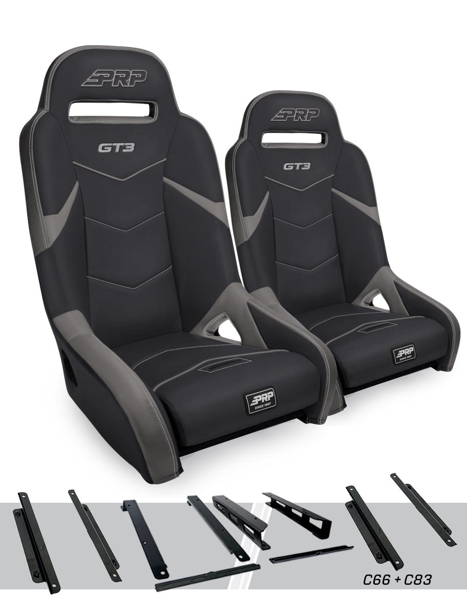 PRP Seats GT3 Suspension Seats Kit for Honda Talon Pair Black & Gray - A7301-PORXP-C66-203