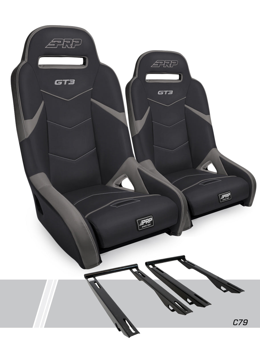 PRP Polaris RZR PRO XP GT3 Suspension Seats Kit (Pair) - Black & Gray