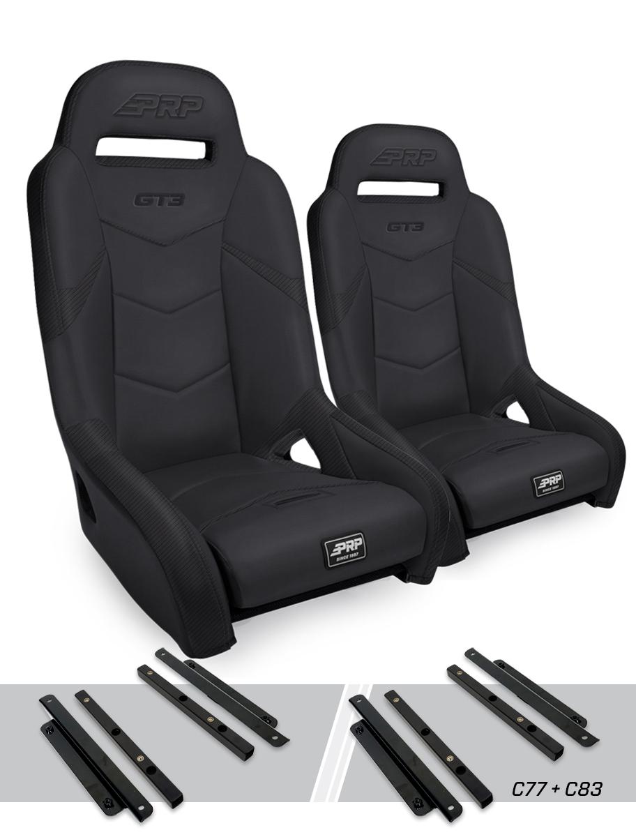 PRP Seats GT3 Suspension Seats Kit for Polaris General RZR S 900 900 Trail Trail XP 1000 Turbo Turbo S RS1 Pair Black - A7301-PORXP-C83-201