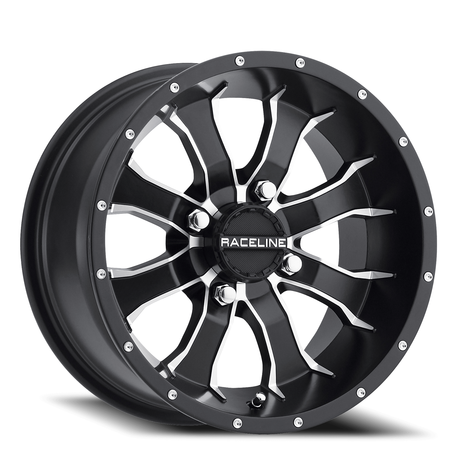 Raceline Wheels Aluminum Wheels 14x7 Mamba UTV A77 Machined Spokes Satin Black -47 Offset 4 on 110 Bolt Pattern Raceline - A7747011-25