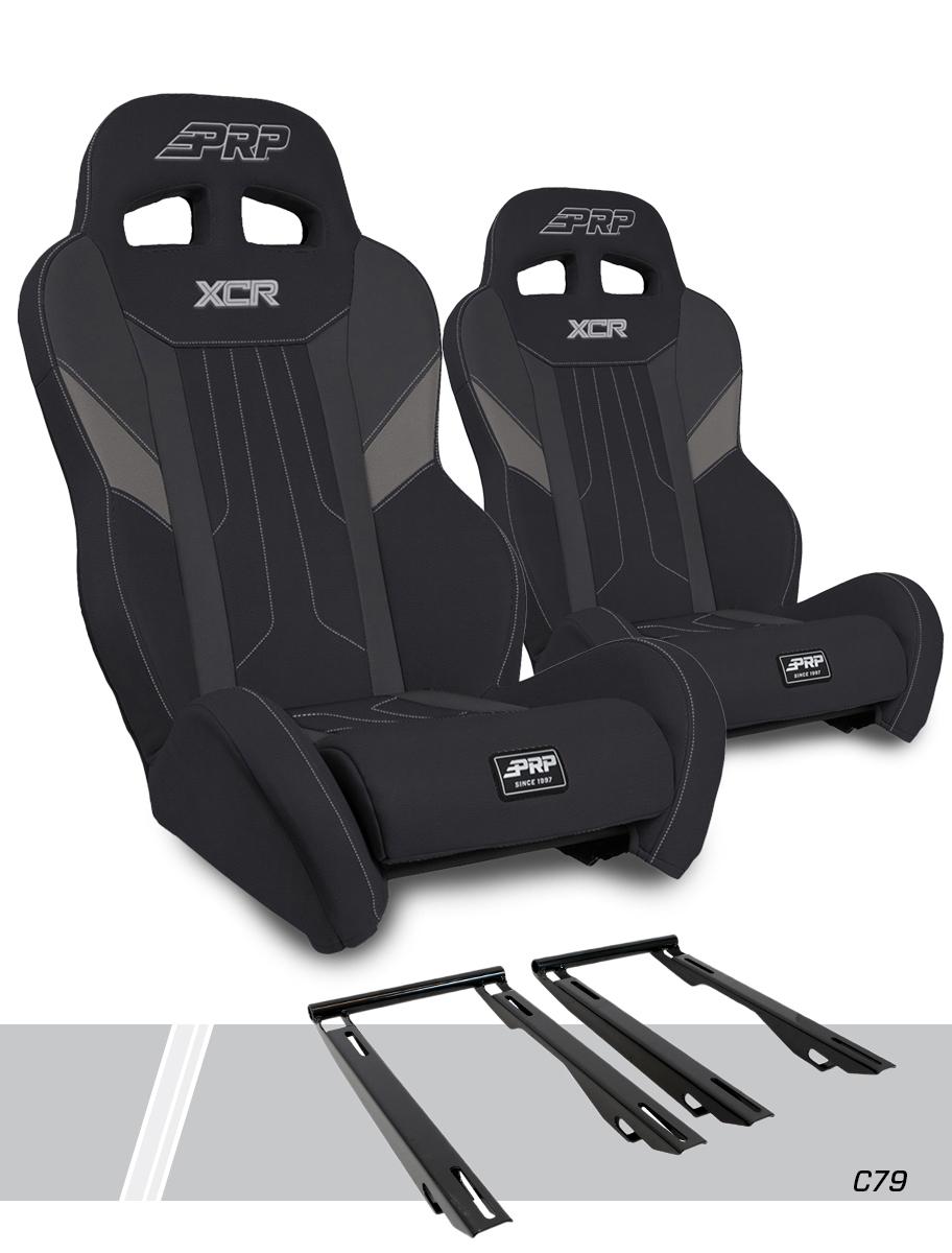 PRP Seats XCR Suspension Seats Kit for Polaris RZR PRO XP PRO R Turbo R Pair Black & Gray - A8001-PORXP-C79-203