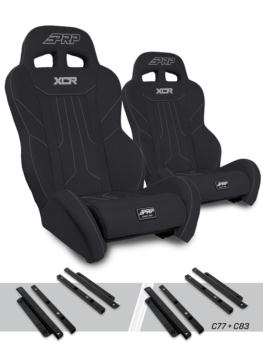 PRP Seats XCR Suspension Seats Kit for Polaris General RZR S 900 900 Trail Trail XP 1000 Turbo Turbo S RS1 Pair Black - A8001-PORXP-C83-201