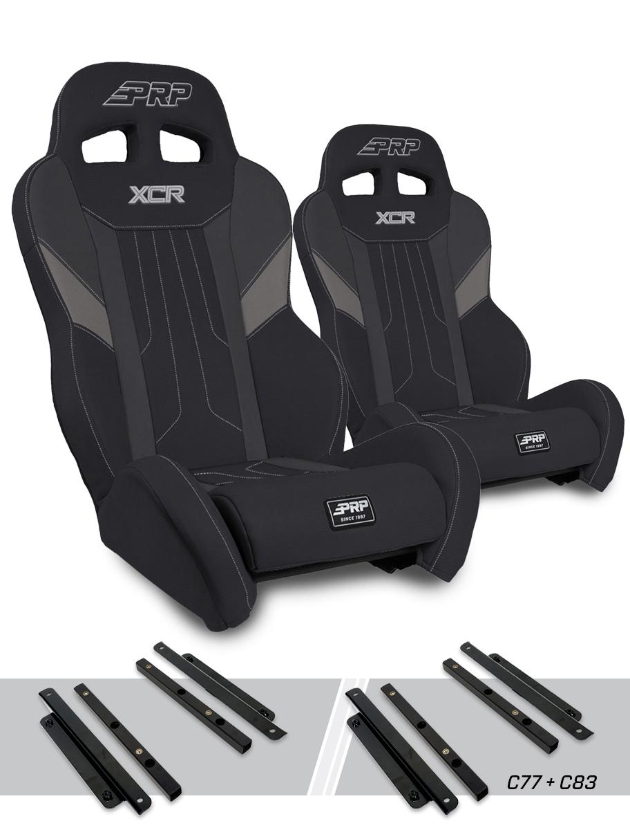 PRP Seats XCR Suspension Seats Kit for Polaris General RZR S 900 900 Trail Trail XP 1000 Turbo Turbo S RS1 Pair Black & Gray - A8001-PORXP-C83-203