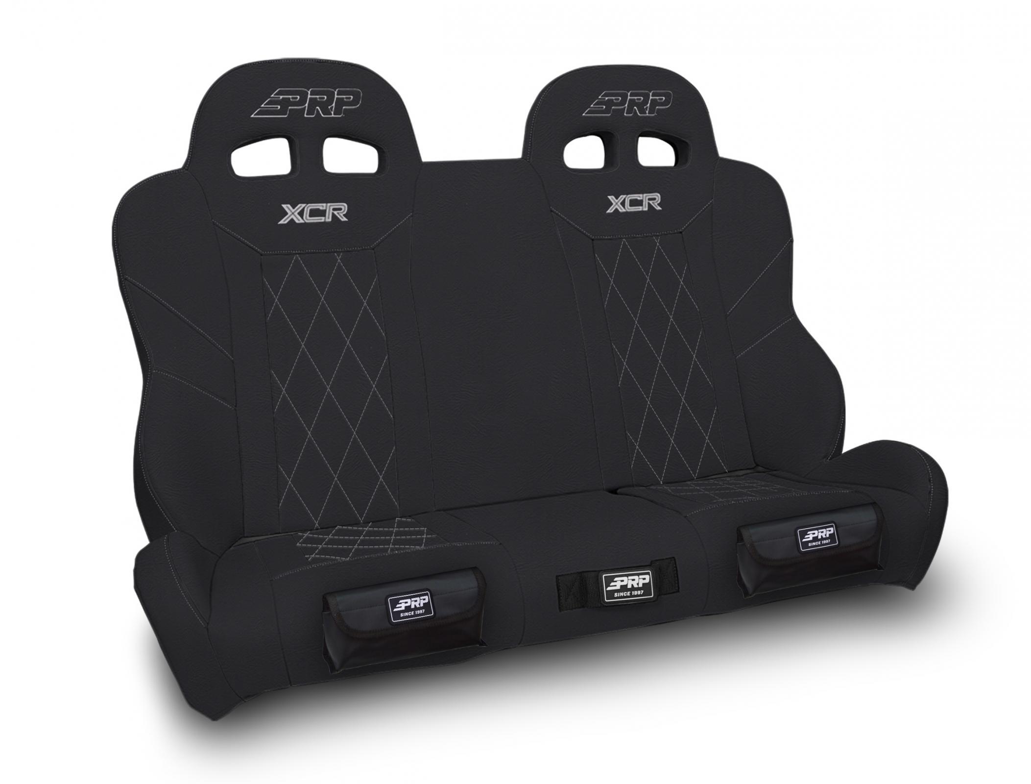 PRP Seats XCR Quick Release Rear Suspension Bench Seat with Diamond Stitch and Front Pockets for Polaris RZR PRO XP4 PRO R4 Turbo R4 Black - A8201-PORXP-QR-201-SDFP