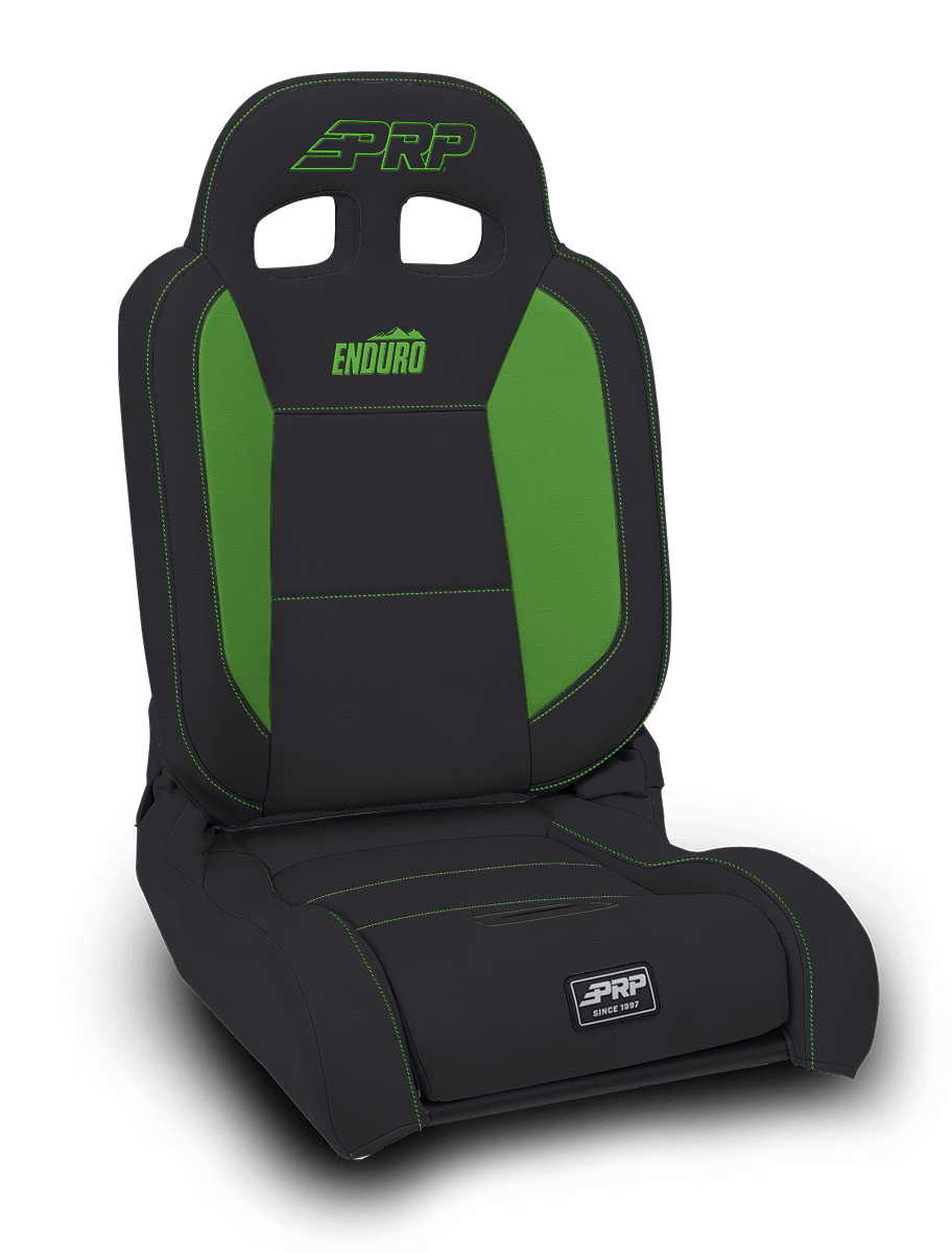 PRP Seats EnduroDaily Reclining Suspension Seat Black and Green Vinyl Passenger - A8701045-201-W