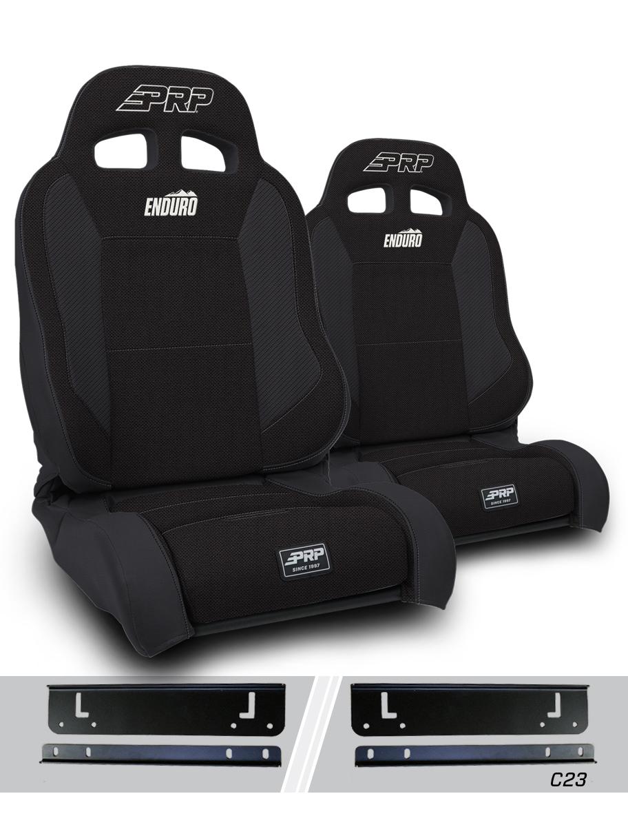 PRP Seats Enduro Elite Suspension Seat Trek Edition Kit for 97-02 Jeep Wrangler TJ Pair Black - A89010-C23-50