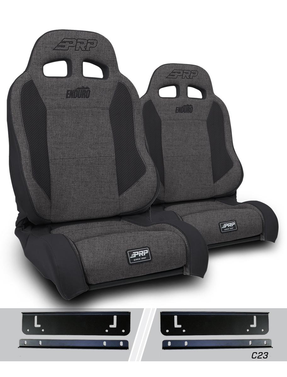 PRP Seats Enduro Elite Suspension Seat Trek Edition Kit for 97-02 Jeep Wrangler TJ Pair Gray - A89010-C23-54