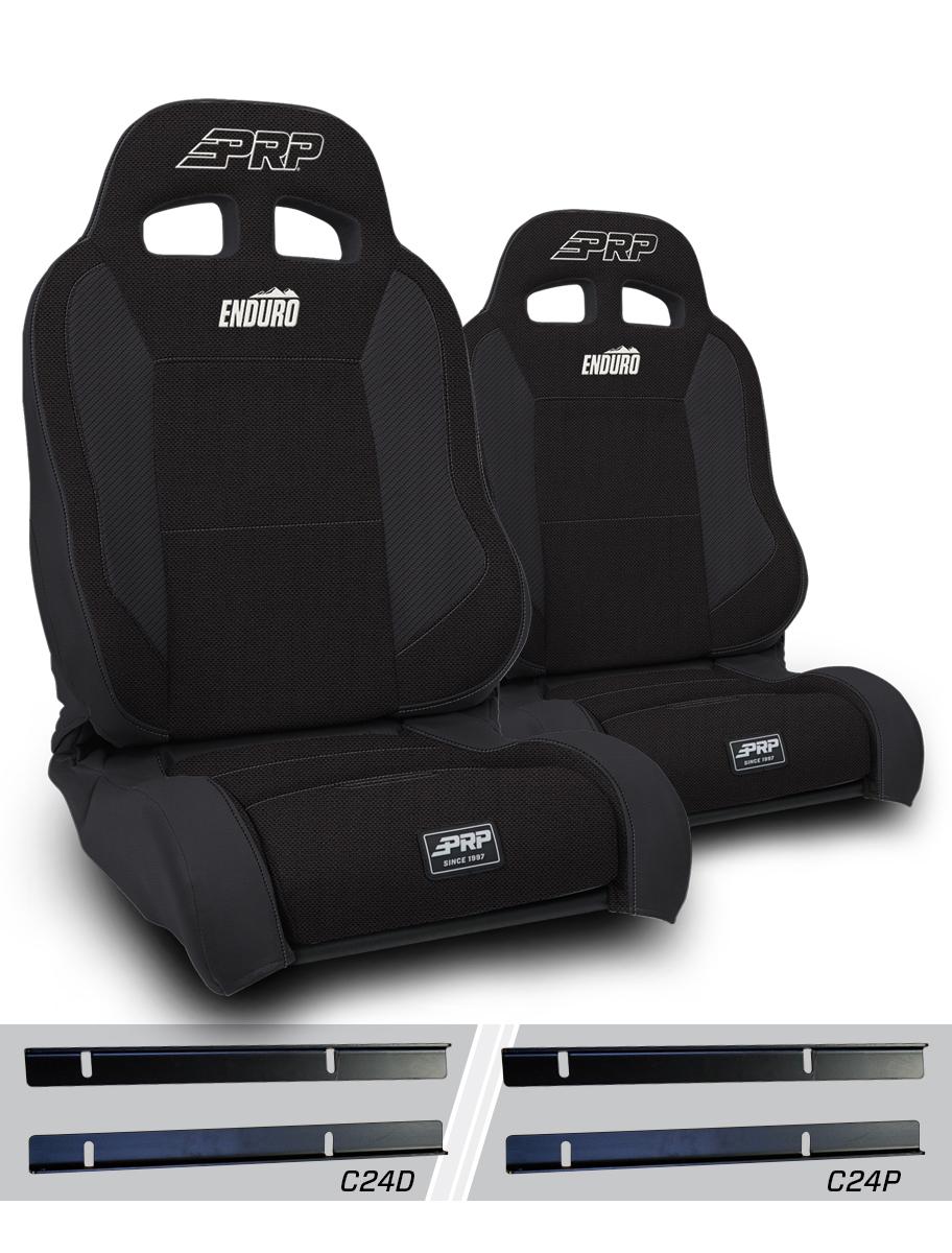 PRP Seats Enduro Elite Suspension Seat Trek Edition Kit for 03-06 Jeep Wrangler TJ Pair Black - A89010-C24-50