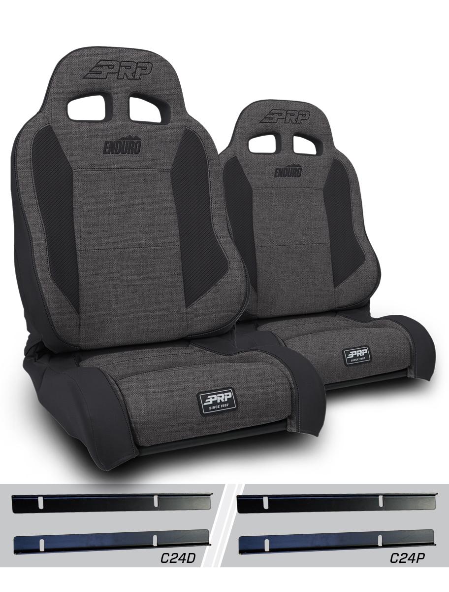 PRP Seats Enduro Elite Suspension Seat Trek Edition Kit for 03-06 Jeep Wrangler TJ Pair Gray - A89010-C24-54