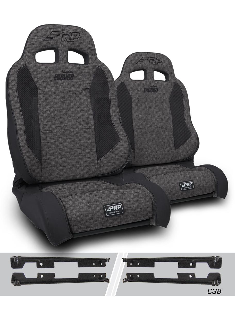 PRP Seats Enduro Elite Suspension Seat Trek Edition Kit for Jeep Wrangler JK/JKU Pair Gray - A89010-C38-54