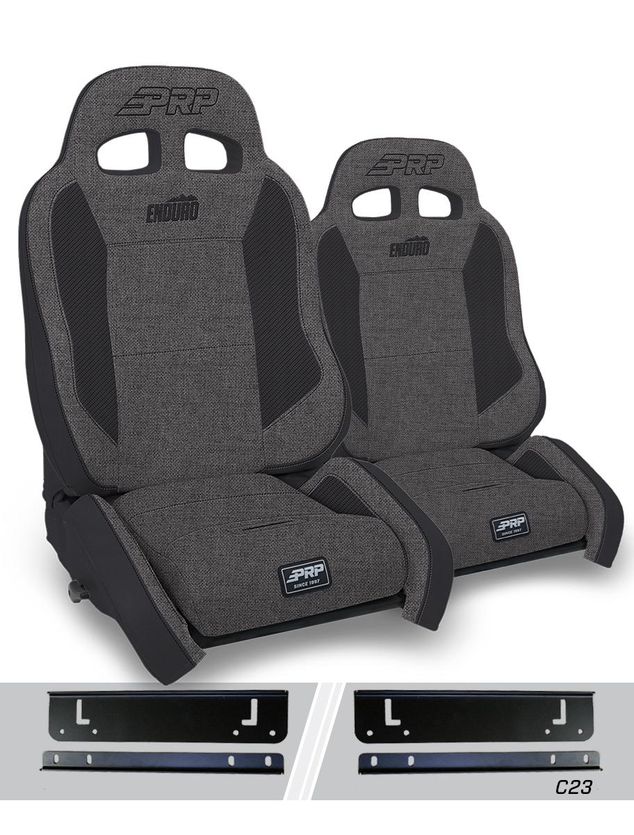 PRP Seats Enduro Elite Suspension Seat Crawl Edition Kit for 97-02 Jeep Wrangler TJ Pair Gray - A90010-C23-54