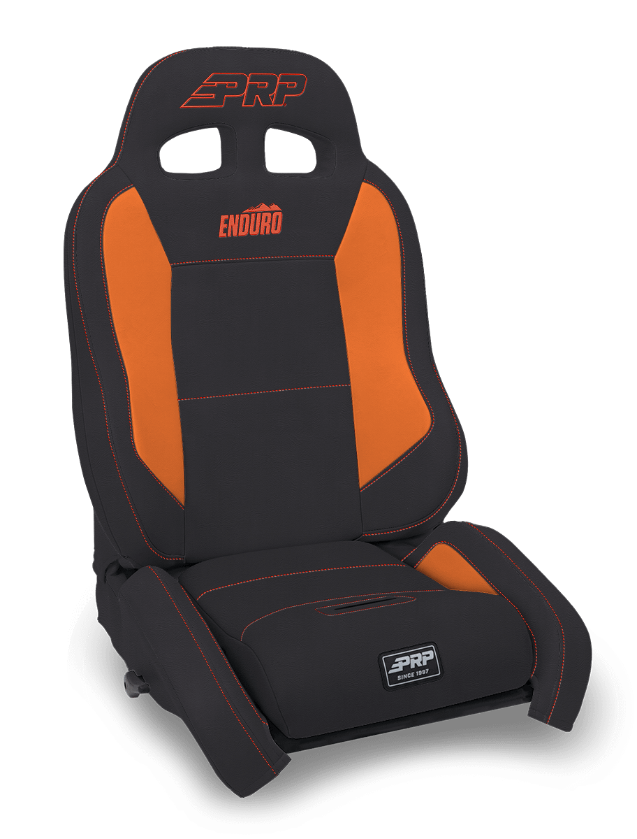 PRP Seats EnduroCrawl Reclining Suspension Seat Black and Orange Vinyl Driver - A9001044-201-207