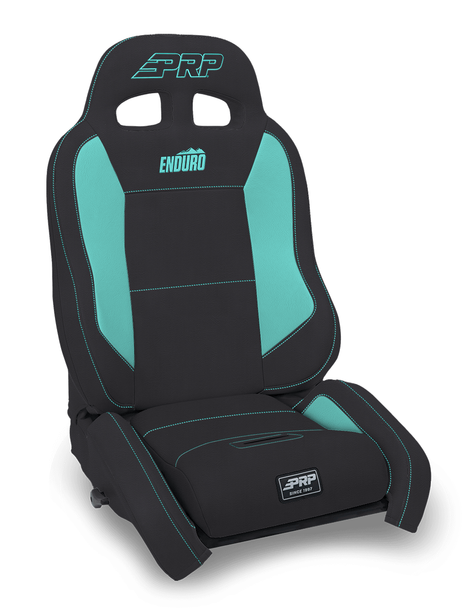 PRP Seats EnduroCrawl Reclining Suspension Seat Black and Teal Vinyl Driver - A9001044-201-238