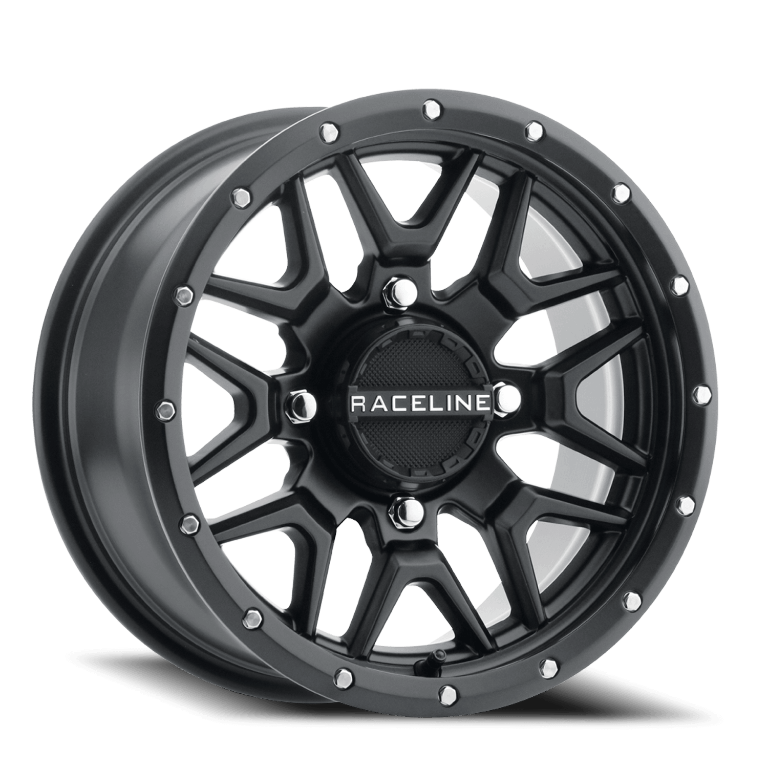 Raceline Wheels Aluminum Wheels 14x7 Krank Simulated Beadlock UTV A94B Satin Black 10 Offset 4 on 110 Bolt Pattern Raceline - A94B-47011+10