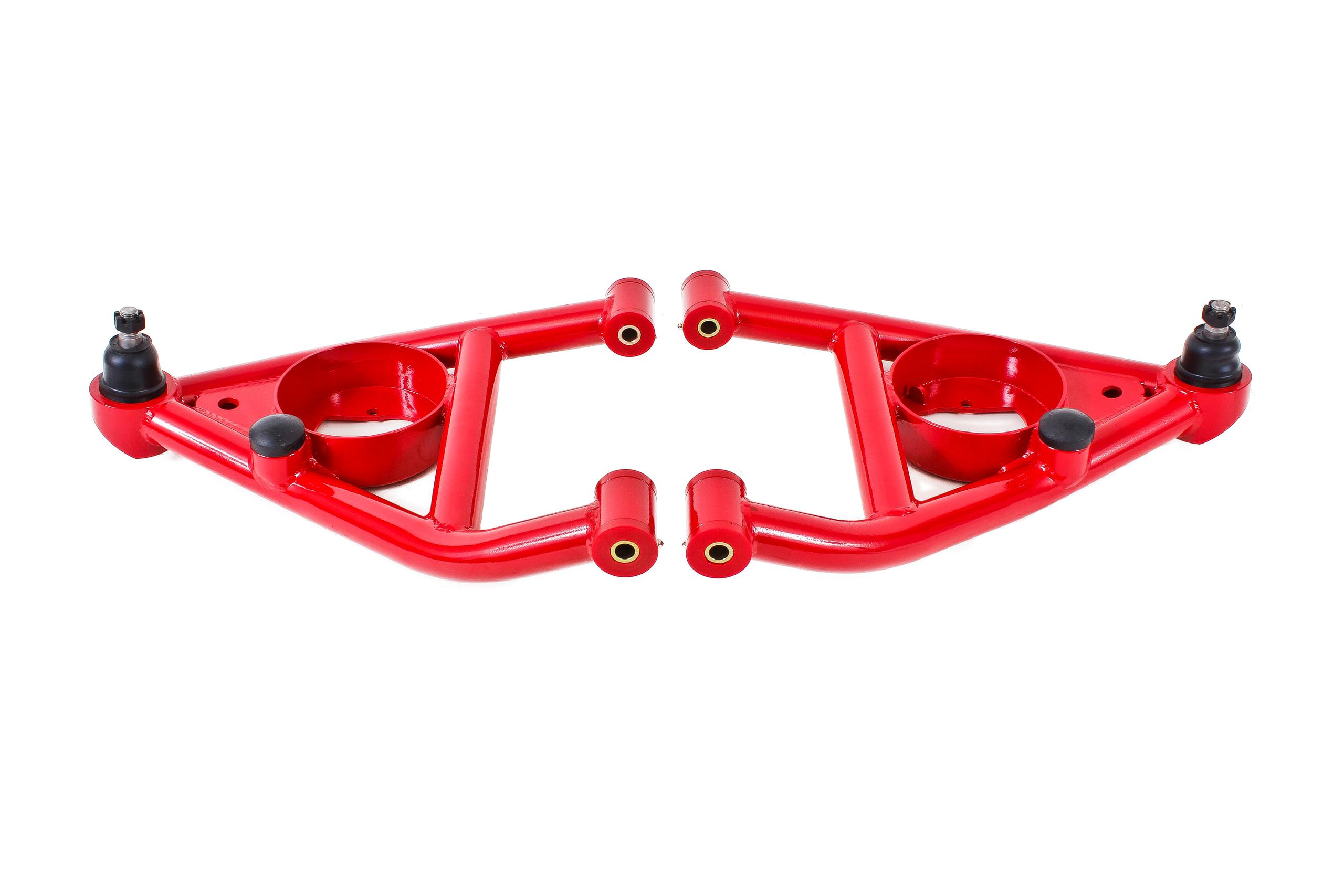 BMR AA006R Red A-Arms, Lower, DOM, Non-Adj, Poly Bushings, Front Bump Stops 1st Gen F-Body 1967 - 1969 Chevrolet, Pontiac