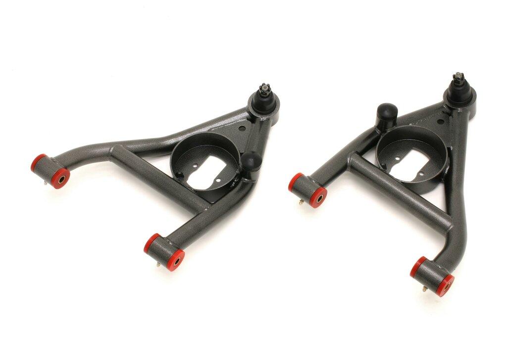 BMR AA009H Black A-Arms, Lower, DOM, Non-Adj, Poly Bushings, Rear Bump Stops 1st Gen F-Body 1967 - 1969 Chevrolet, Pontiac