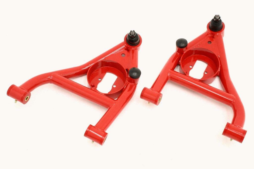 BMR AA009R Red A-Arms, Lower, DOM, Non-Adj, Poly Bushings, Rear Bump Stops 1st Gen F-Body 1967 - 1969 Chevrolet, Pontiac