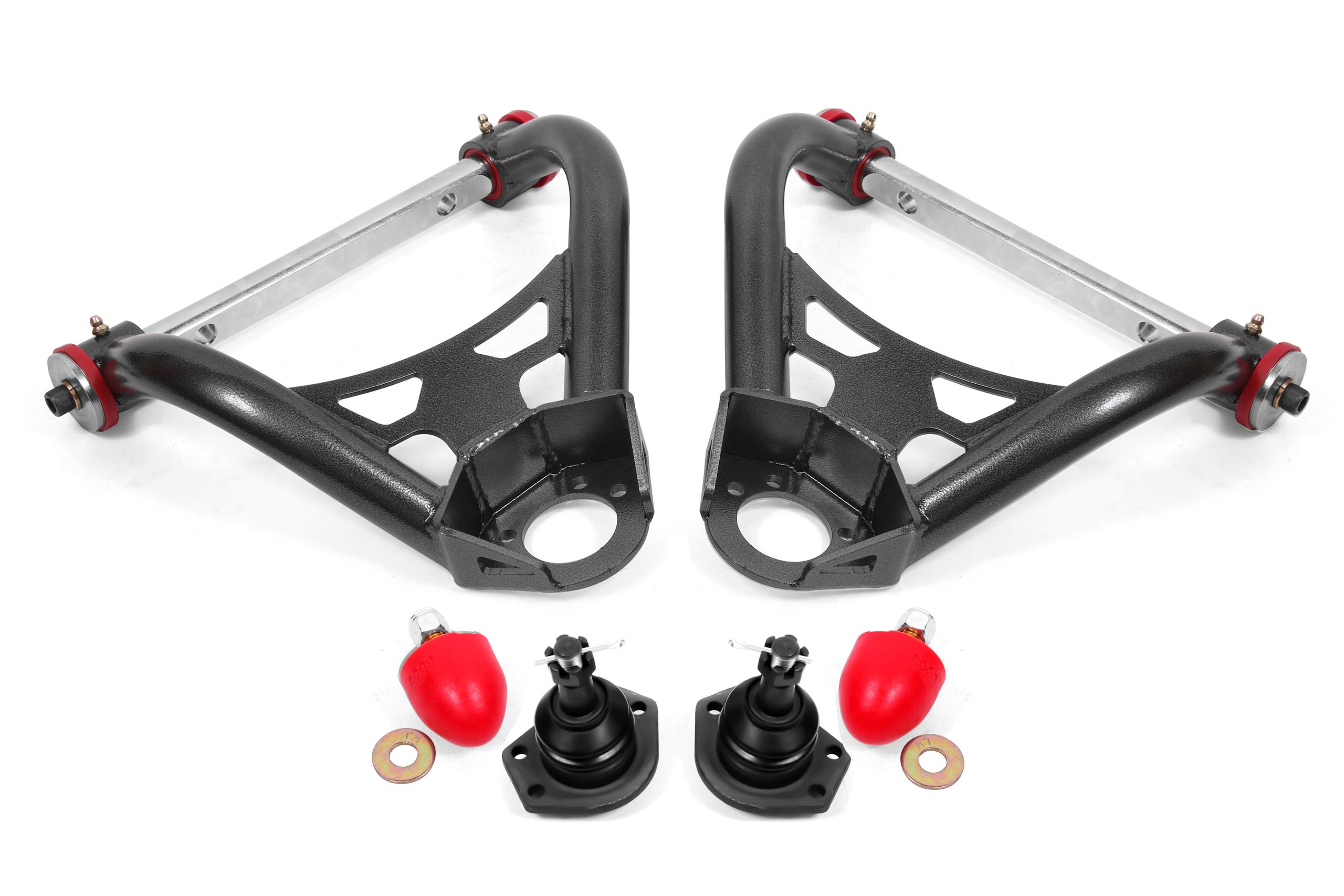 BMR AA017H Black A-Arms, Upper, DOM, Non-Adj, Poly Bushings, Stock Spindles A-Body 1964 - 1972 Buick, Chevy, Oldsmobile, Pontiac,