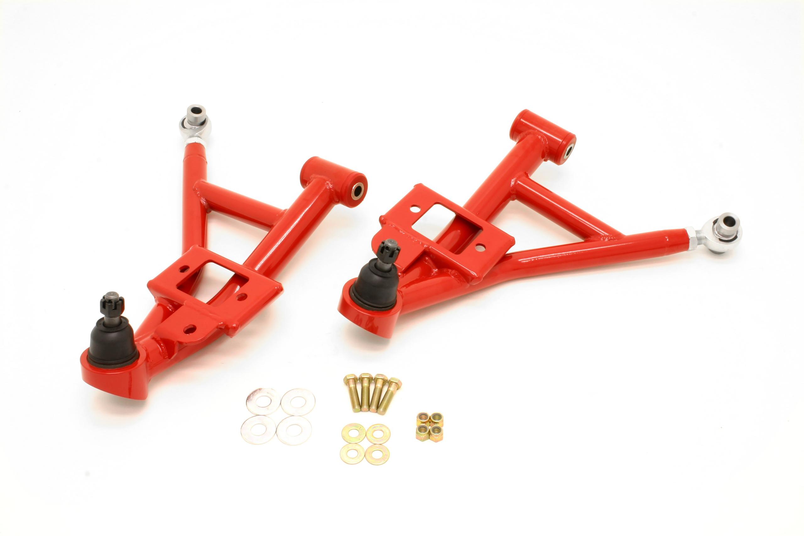 BMR AA020R Red A-arms, lower, DOM, adjustable, poly/rod end combo, 1" drop 4th Gen F-Body 1993 - 2002 Chevrolet, Pontiac