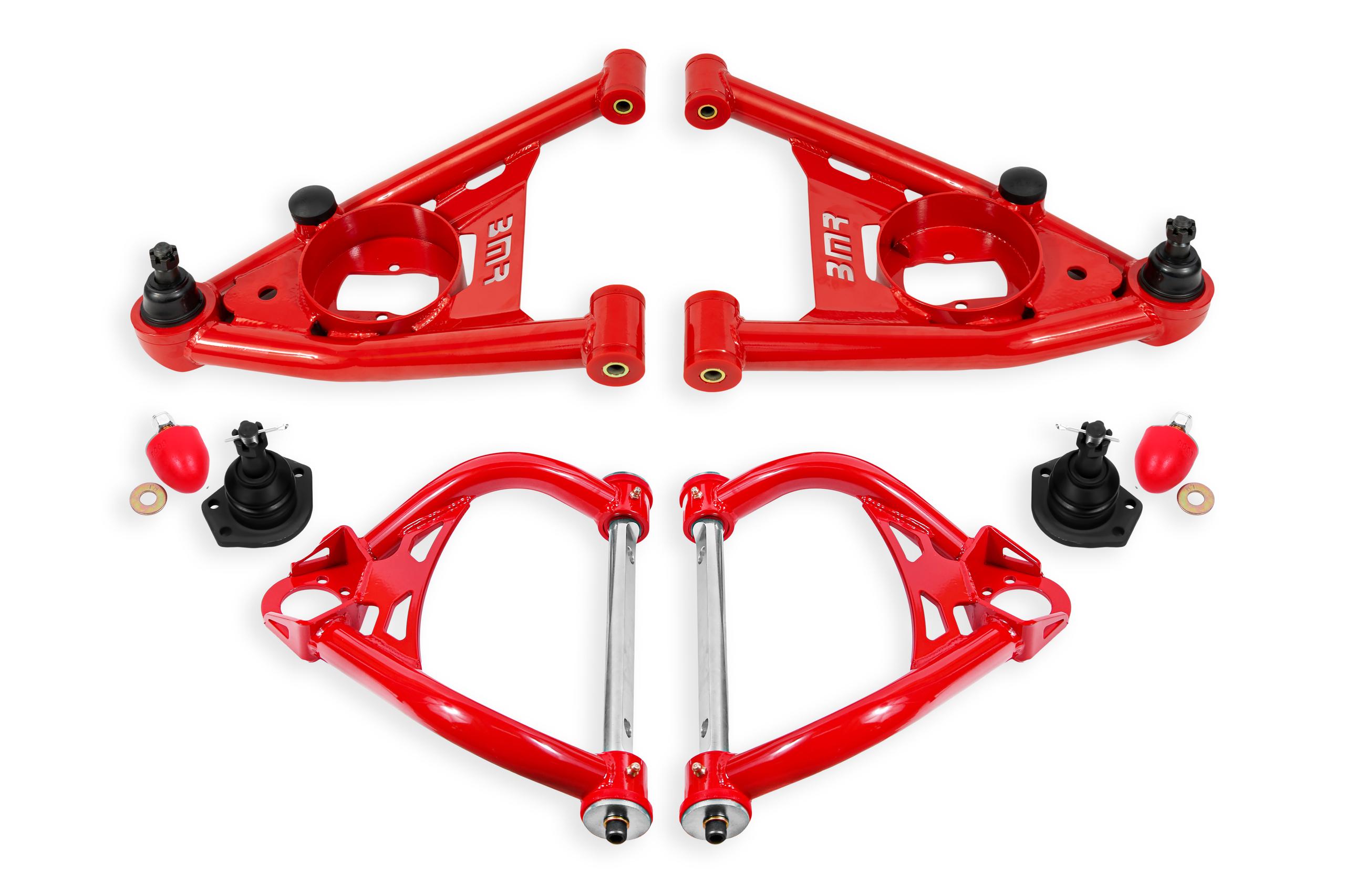 BMR AA033R Red A-Arm Kit, Upper (AA017R) and Lower (AA016R) A-Body 1964 - 1972 Buick, Chevy, Oldsmobile, Pontiac