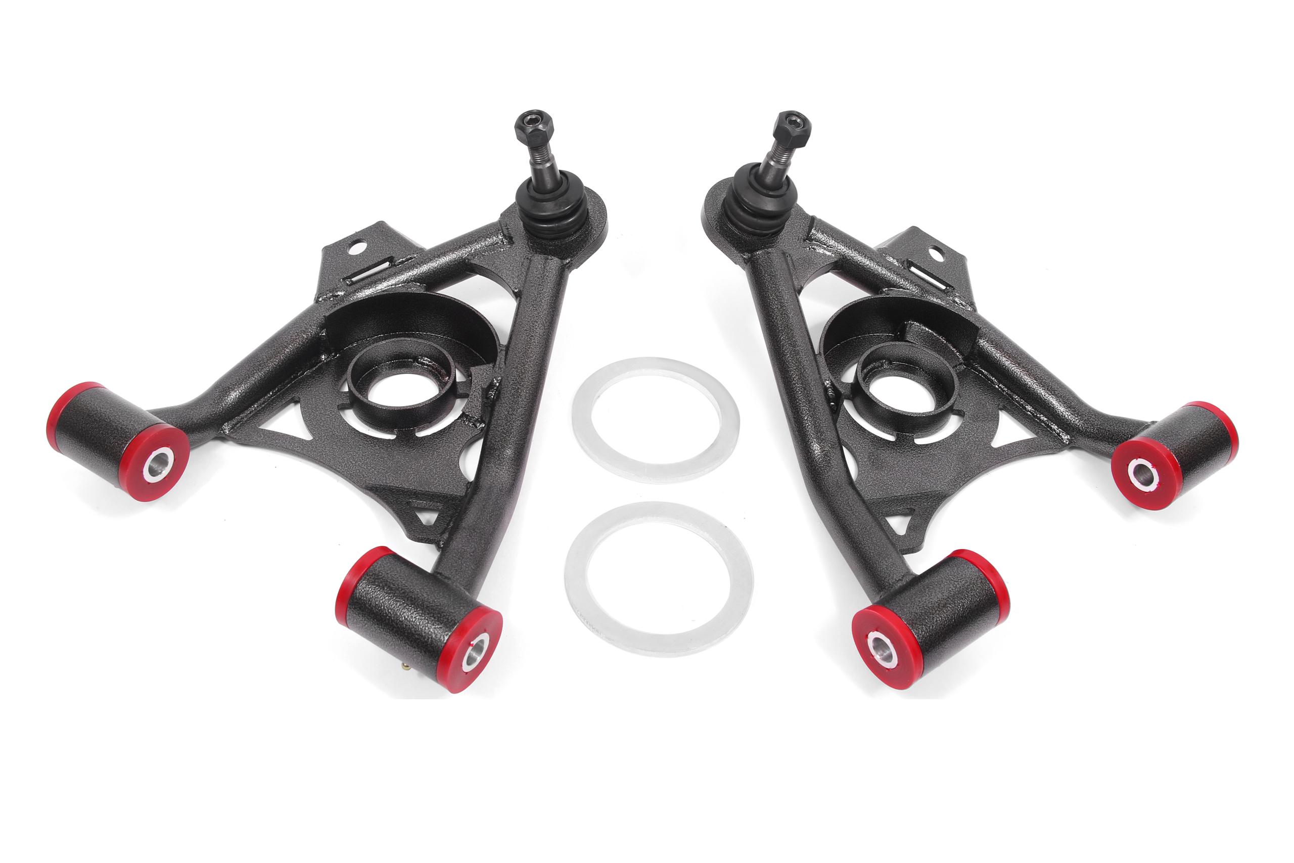 BMR 79-93 AA037 Non-adjustable Lower A-arms with Spring Pocket, Non-adjustable, Poly Busishings, Tall Ball Joint (Black Hammertone)