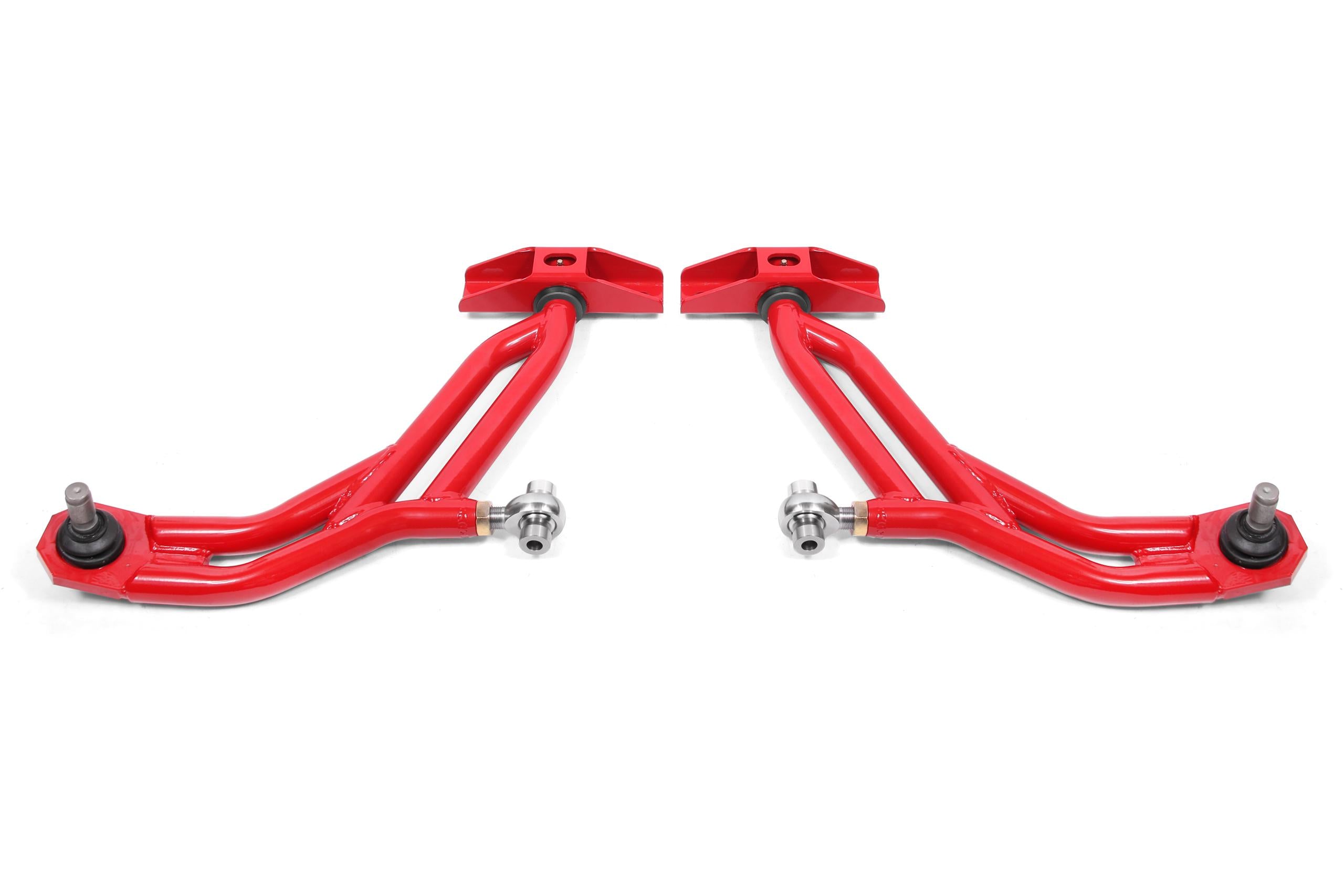 BMR Adjustable Lower A-Arms - Delrin/Rod End, Red (2010-2014 Mustang) - AA755