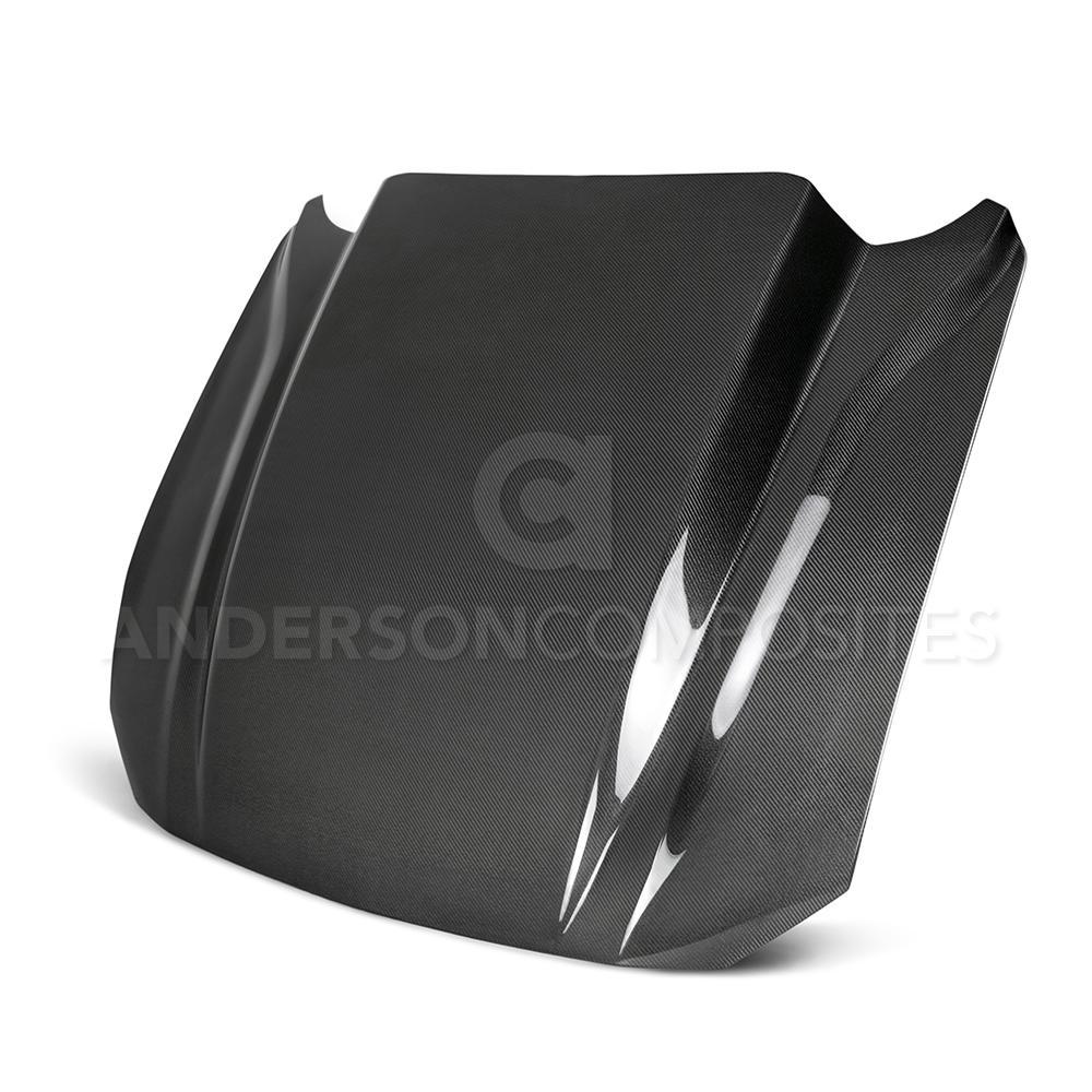 Anderson Composites Type-CJ Double Sided Carbon Fiber 4" Cowl Hood (2018-2023 Mustang) - AC-HD18FDMU-CJ-DS