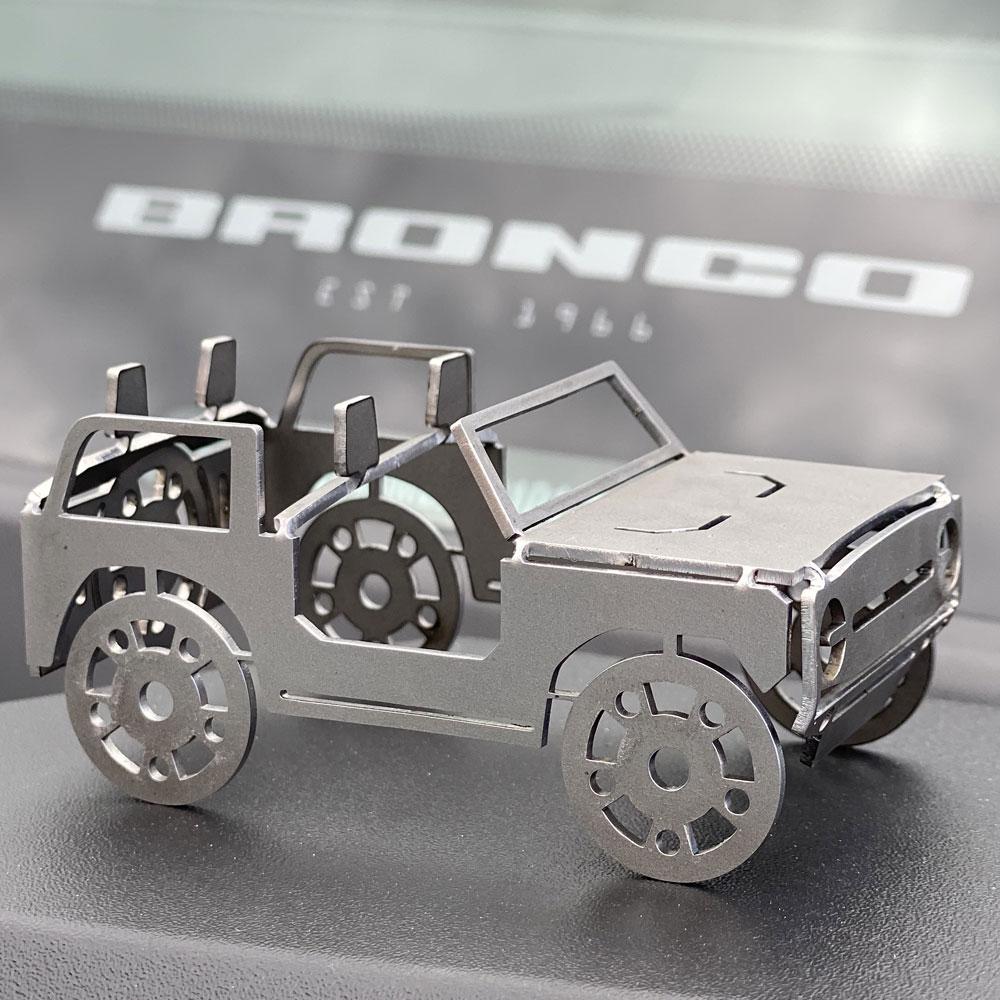 Rock Slide Engineering Bronco Business Card Holder Flat Stainless Steel Bendy Bronco (2021-2023 Bronco) - AC-PR-BDB