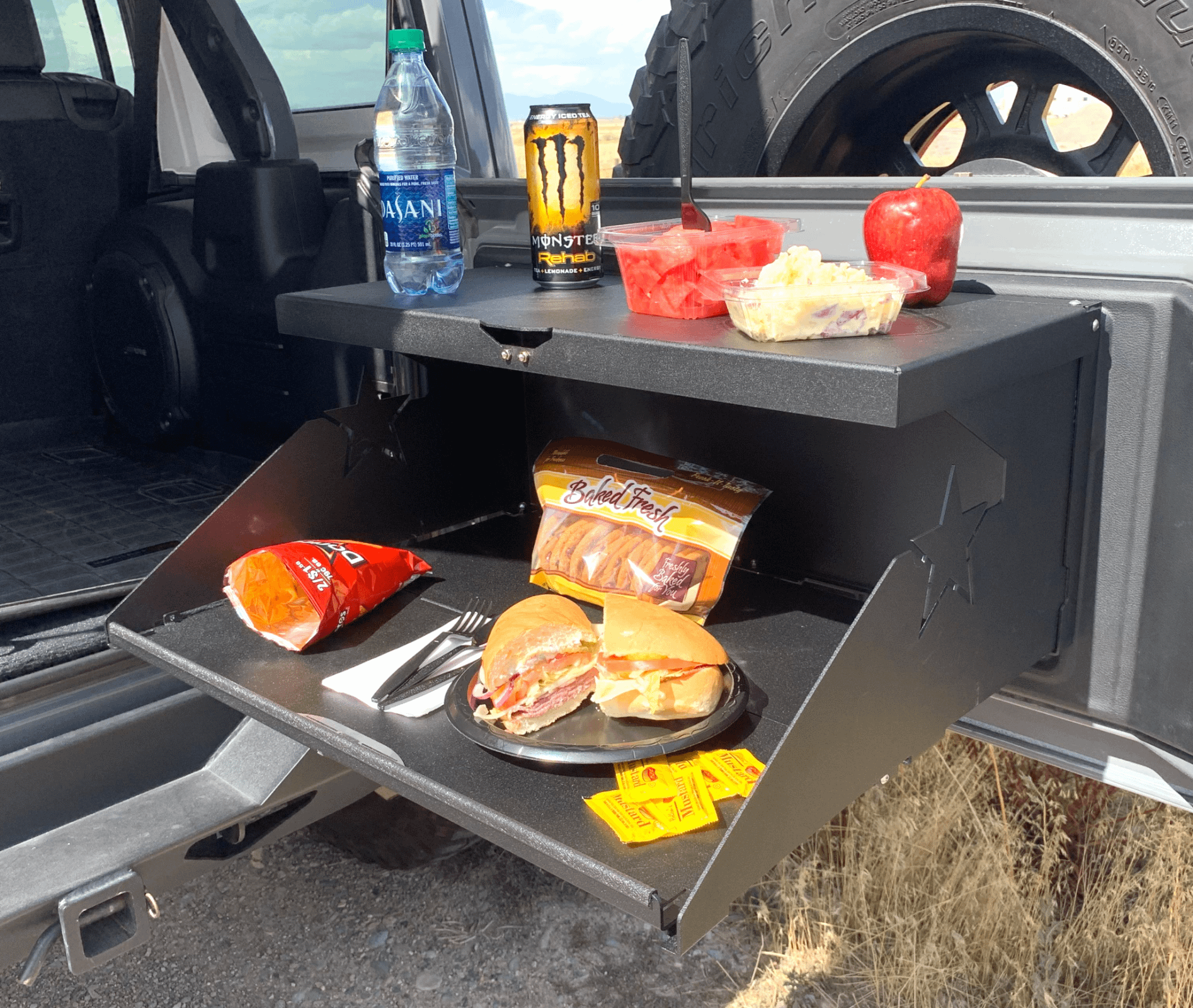 Rock Slide Engineering Trail Tailgate Table (2007-2020 Wrangler, Wrangler JK) - AC-TB-200