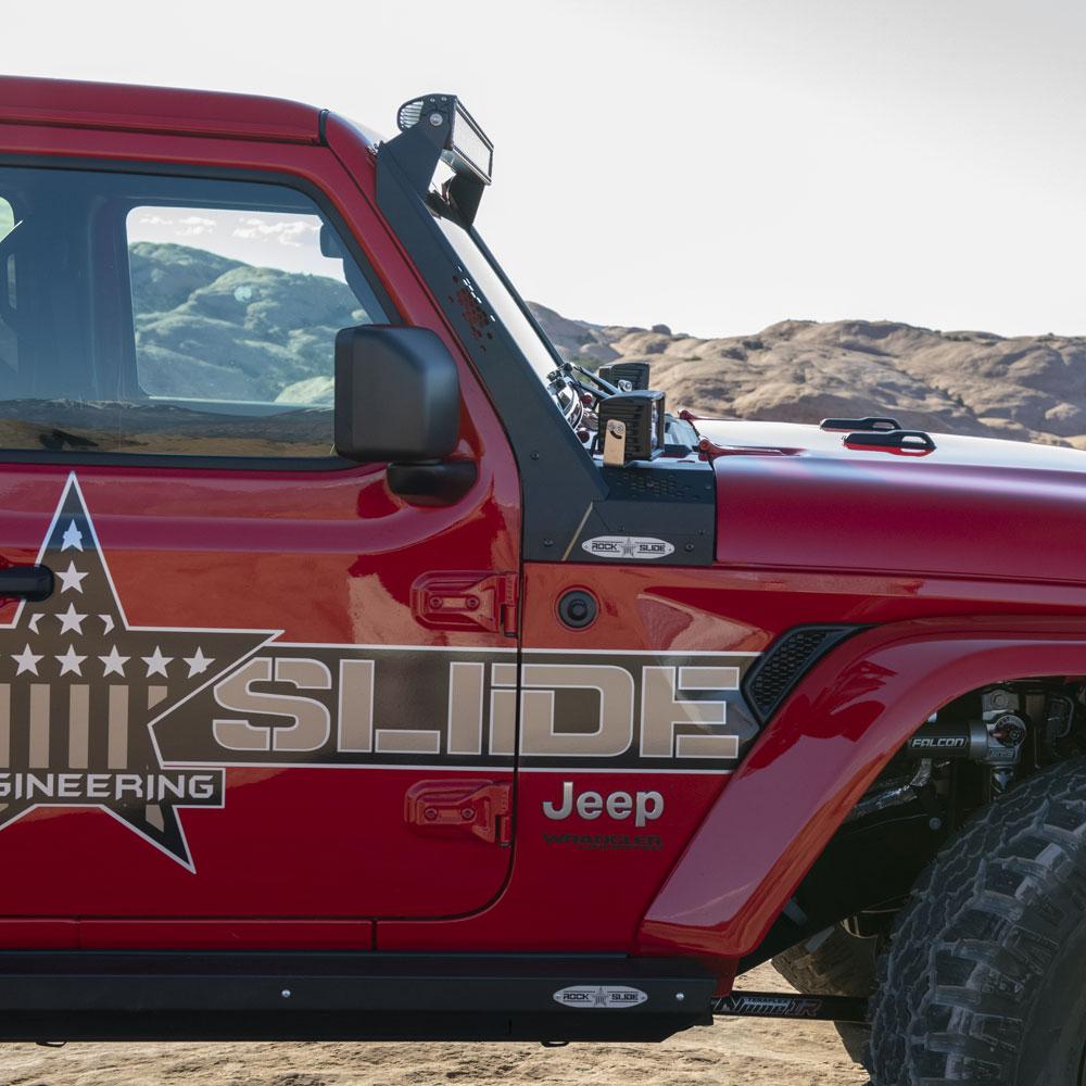 Rock Slide Engineering Wrangler/Gladiator Lower Cowl LED Light Pod Brackets and Upper Bar Brackets (2021-2023 Wrangler, Gladiator) - AC-WS-201-JL