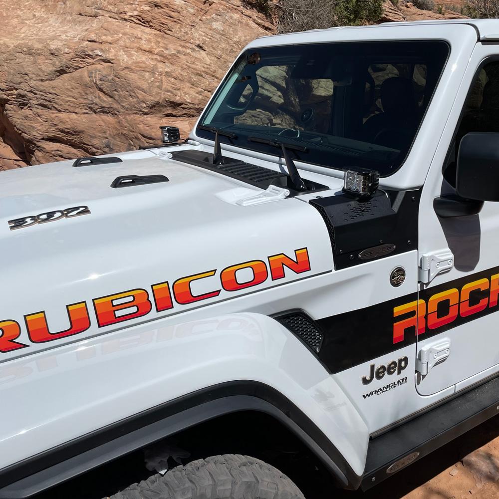 Rock Slide Engineering JL/JT Larger Cowl LED Light Pod Bracket (2021-2023 Wrangler, Gladiator) - AC-WS-210-JL