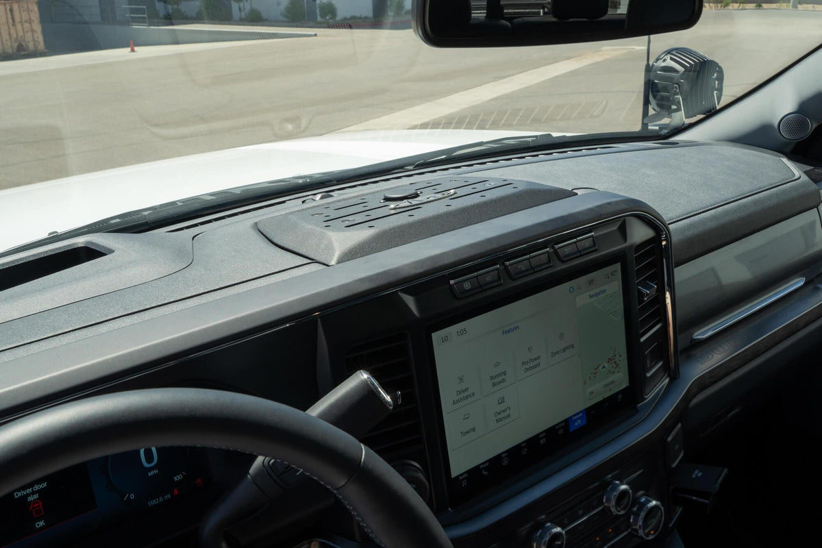 Addictive Desert Designs 2023-Up Ford Super Duty - Dash Mount - In Hammer Black With Raw Brushed Stainless Steel Logo - AC810350180