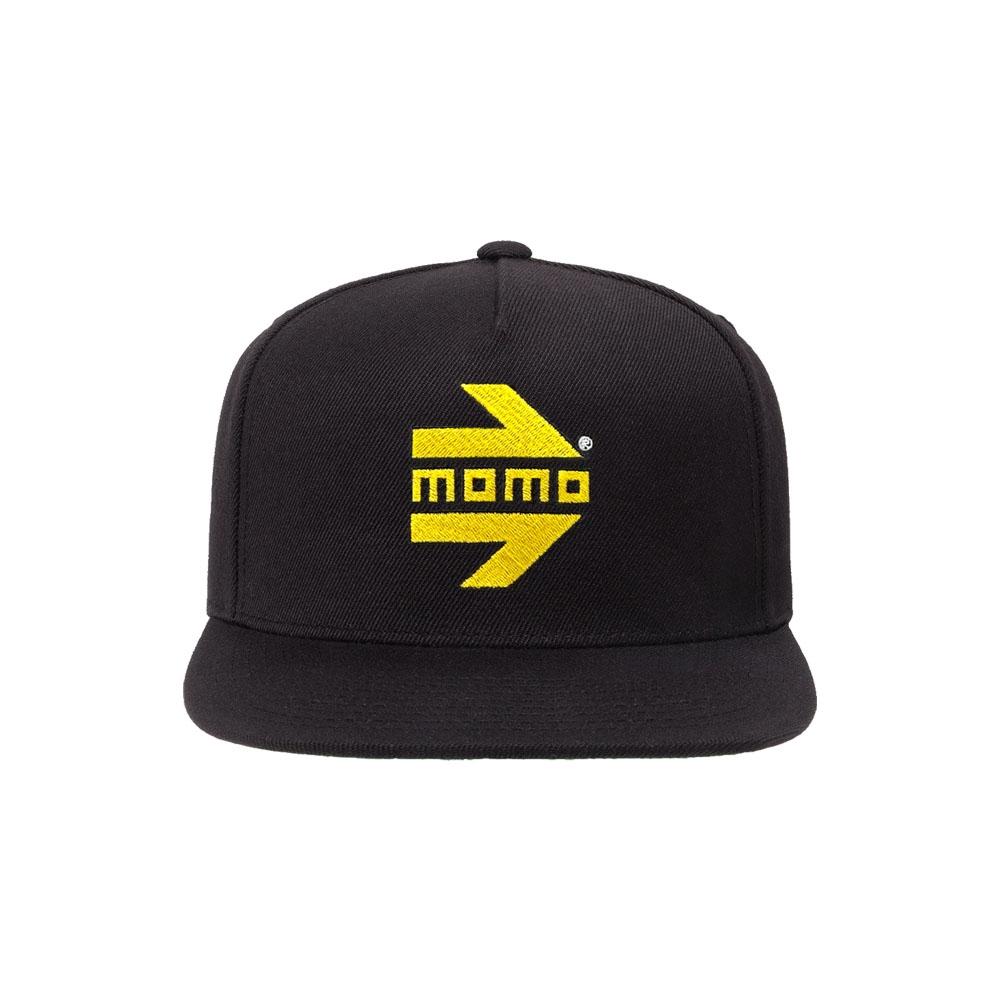Momo Arrow Logo Flat Bill Snapback, Black - AM30123
