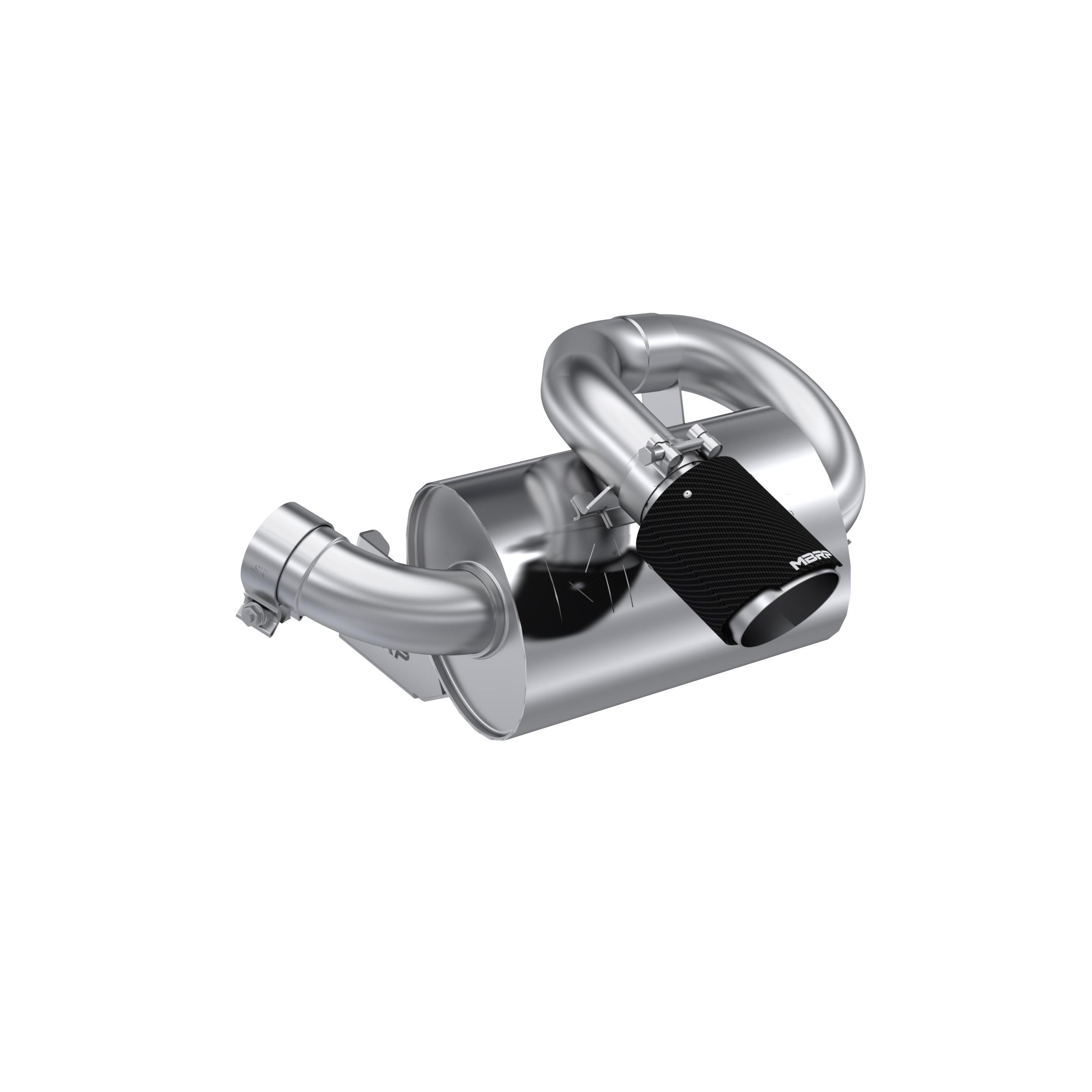 MBRP Oval Slip-On Performance Muffler; Center Outlet - Carbon Fiber Tip (2021+ Can-Am Commander 1000 / 2022+ Maverick Sport 1000R) - AT-9215PT