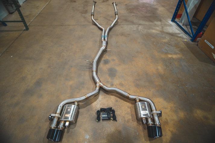 Valvetronic Designs 2018-2024 Audi B9 RS5, 2.9L Catback T304 Stainless Steel Brushed 3.5 Inch Outlet Tips - AUD.B9.RS5.VSES.BR