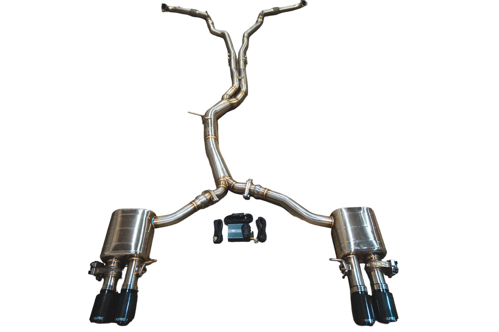 Valvetronic Designs 2018-2025 Audi B9 S4,S5 3.0L Catback T304 Stainless Steel Brushed 3.5 Inch Outlet Tips - AUD.B9.S4.VSES.BR.BRSH