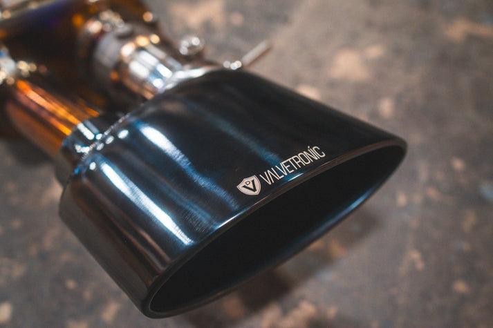 Valvetronic Designs 2018-2026 Audi C8 RS6,RS7 4.0L Catback Grade 5 Titanium Bespoke Oval OEM Style Black Stainless Steel Valvetronic Tips - AUD.C8.VSES.TI