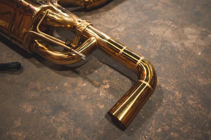 Valvetronic Designs 2019-2025 Audi RSQ8 4.0L Catback T304 Stainless Steel Finished in Anodized Gold Reuses OEM Tips - AUD.RSQ8.VSES.AG